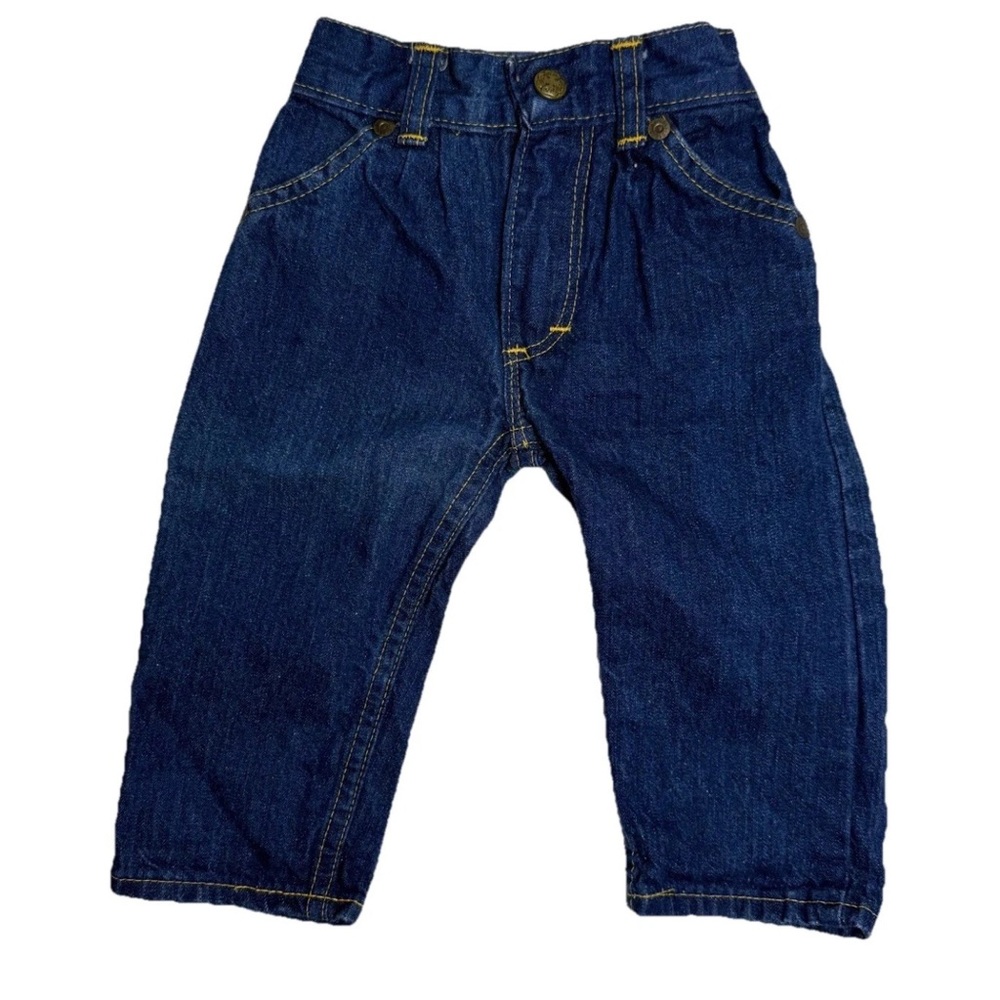 Vintage 80s OshKosh B’gosh Baby Jeans 12M Blue Denim USA Made Union Tag
